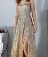 Gold and Silver Sparkly Prom Dress Size 6 Photo 0