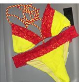 Brand New Relleciga Lace Bikini Yellow Red Photo 0