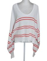 Aerie Pink and White Stripe Oversized Cropped Knit Sweater Size Large Photo 0