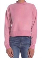 New Women's Mock Neck Fleece Pullover in Pink Bloom size LARGE Photo 0