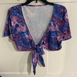 FRW Psychedelic Front Tie Crop Top; Freedom Rave Wear Photo 0