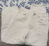 H&M Wide Leg Denim Trousers in White Photo 0