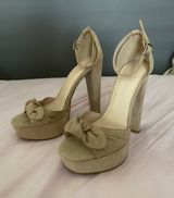 Wild Diva nude suede front knot heels Photo 0