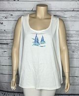 White Stag  Woman NWT Size 4X (26W/28W) Sailboat Embellished Cotton Knit Tank Top Photo 0
