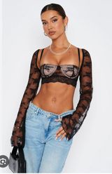 White Fox Lace Black Top Photo 0