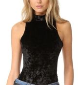 BB Dakota Bodysuit Womens X Small Black Velvet Open Back Criss Cross Halter Photo 0