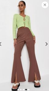Missguided Chocolate Split Front Flared Pants Photo 0