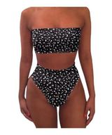 Black Bandeau Bikini Top w/ High Waisted Cheeky Bikini Bottom Size XL NWT #2267 Photo 0