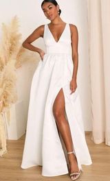 Lulus Blissfully Beloved Backless A-Line Bow Maxi Dress Wedding XL NWOT Photo 0