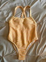 Xhilaration yellow striped one piece swimsuit Photo 0