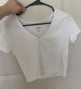 Wild Fable White V Neck Crop Top Photo 0