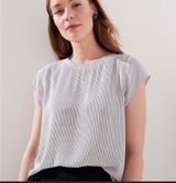 Loft Striped Perforated Lacy Mixed Top Photo 0
