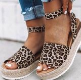 Leopard Print Platform Wedges Brown Size 6.5 Photo 0