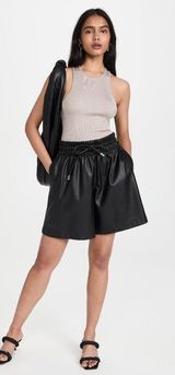 Good American Angled Rib High Neck Bodysuit in Mink001 2 Medium New Womens Tank Photo 0