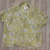 Rachel ashwell 100% linen green floral button down top large loose fit Photo 0