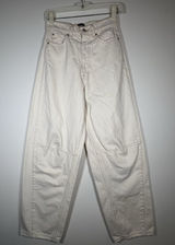 BDG High Rise Extreme Baggy Barrel Leg Jeans Cream Winter White Boho Size 24 Photo 0