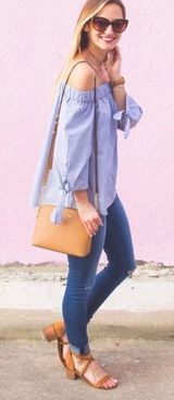 Toska Off the shoulder stripped boho top Photo 0