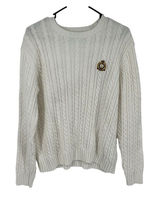 Rare VTG LAUREN Ralph‎ Lauren Anchor Crown Spell Out Crest Sweater 90s White L Photo 0