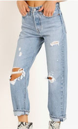 Levi's Premium Women's size 28 Wedgie Straight Light Distressed Button Fly Jeans Photo 0