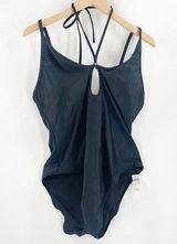 AERIE By American Eagle Swimsuit One Piece Size XXL NWT Black Keyhole Halter Photo 0