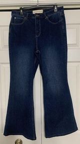 Soft Surroundings 14 Blue Dark Wash Flare Bell Bottom Denim Stretch Jeans (J21) Photo 0