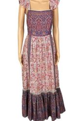 HAUTE HIPPIE flutter sleeve tiered peasant style mauve maxi dress Size 14 NWOT Photo 0