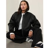 ATHLETA Sateen Bomber Black Medium Regular Photo 0