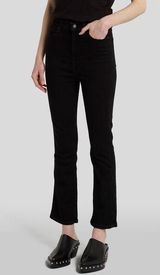 7 for All Mankind High Waist Slim Kick Jeans Black Size 26 Cropped Flare Photo 0