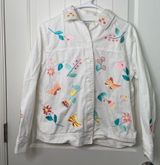 Vintage Breckenridge women’s white floral butterfly embroidered button‎ jacket M Photo 0