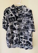 Black & White Button Up Top Size L Photo 0