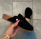 NEW! SUEDE TOP SLIP ON CLOGS Black Size 7 Photo 0