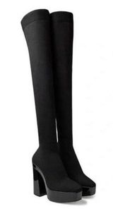 Gianni Bini Jarvis Stretch Knit Over The Knee Sky High Platform Boots SZ 7 NWOB Photo 0