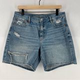 American Eagle 100% Cotton Light Wash Ripped Distressed Denim Relaxed Short Photo 0