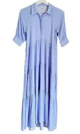 A loves A Women's Blue & White Striped Maxi Long Dress XS Casual Cute Photo 0