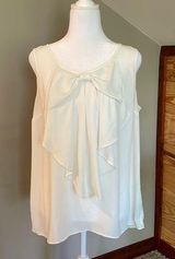 AB Studio  White Sheer Sleeveless Bow Georgette Top Large Photo 0