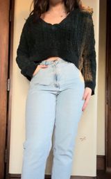 Silence + Noise Green Knit Crop Sweater Photo 0