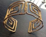 Vintage Gold Tone Geometric Cuff Bracelet Photo 0