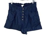 Express Extreme High Rise Denim Shortie Shorts Size M Medium Button Front. Photo 0