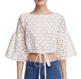 Milly “Lydia” Floral Embroidered Lace Crop Photo 0