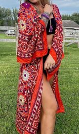 Free People bohemian floral oversize wide sleeve overshirt kimono kaftan jacket Photo 0