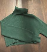 Green Cropped Turtleneck Sweater Size M Photo 0