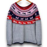 Womens Dog Fair Isle Christmas Sweater Gray Metallic Size XXL 20 Photo 0