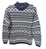Vintage Eddie Bauer Chunky Cotton Sweater Mock Neck Abstract Pattern Blue White Photo 0