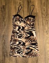 NWOT Janice Y2K Animal Print Tiger Bodycon Mini Dress Photo 0