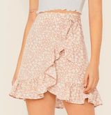 SheIn Pink Floral Skirt Photo 0