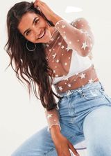 White Star Mesh Top Size M Photo 0