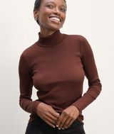 Everlane The Organic Cotton Tissue Turtleneck Brown Size Medium NWOT Photo 0