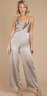 Tobi Pewter Satin Jumpsuit Photo 0