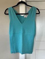 Evan Picone  Turquoise V-neck Sleeveless Top Photo 0
