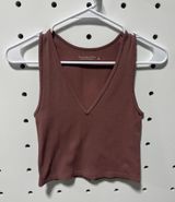 Abercrombie & Fitch V Neck Ribbed Cropped Tank Brown Size S Photo 0